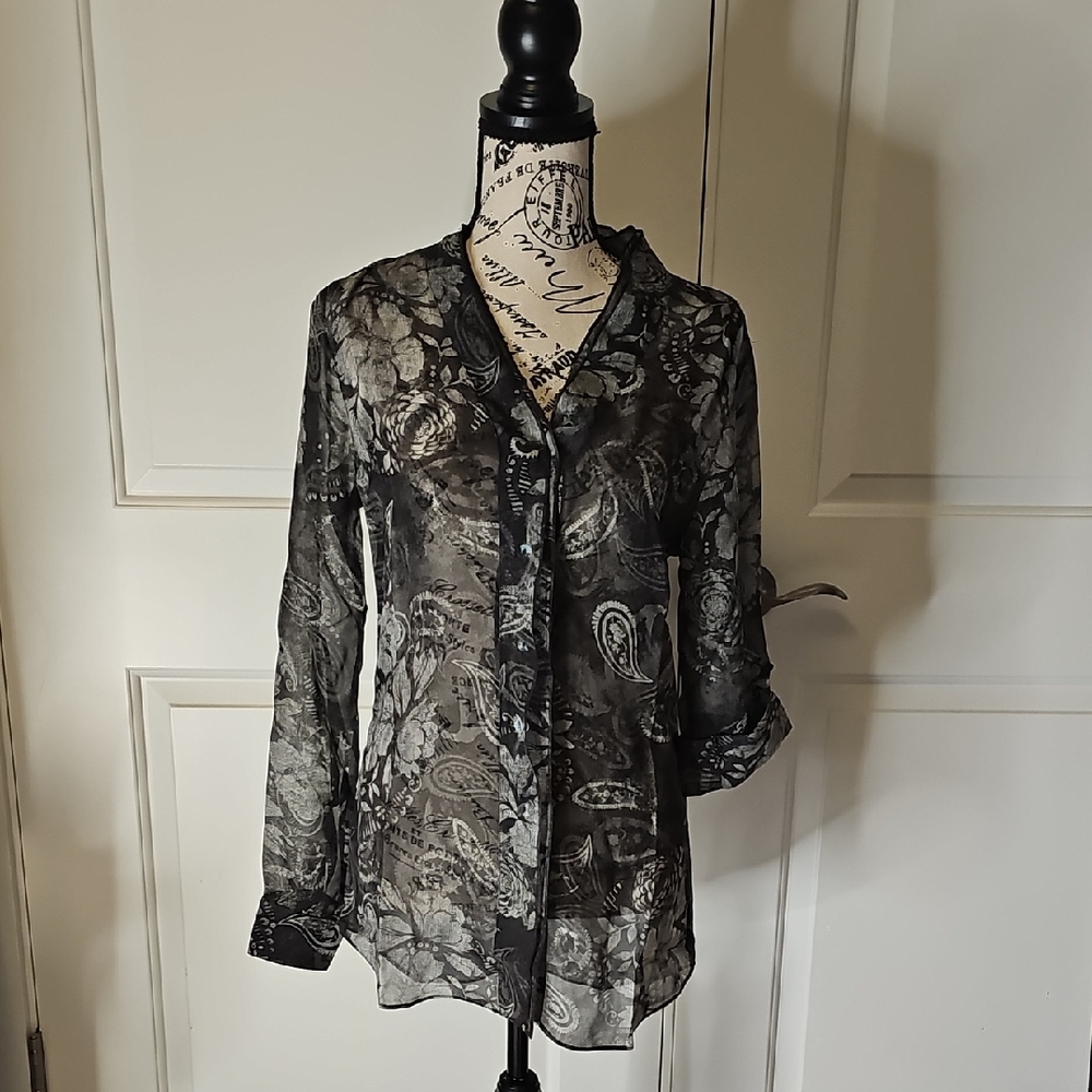 Da-Nang Sheer Silk Black Blouse